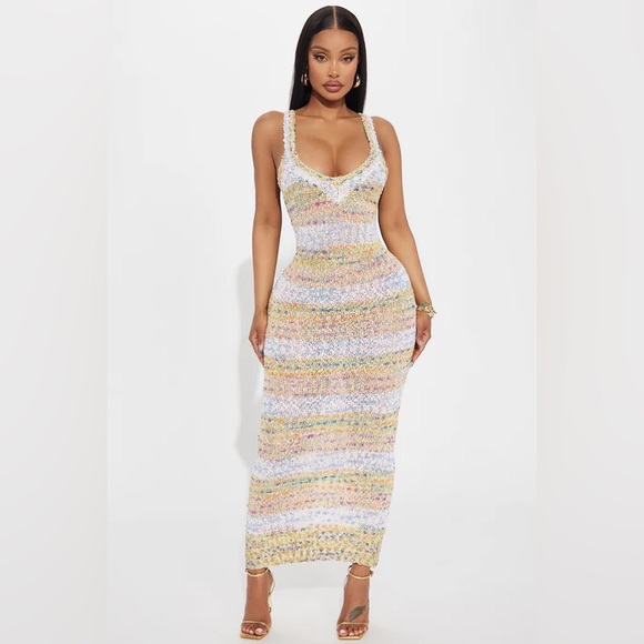 Fashion Nova Lila Sweater Maxi Dress - Multi Color Small - Picture 3 of 3